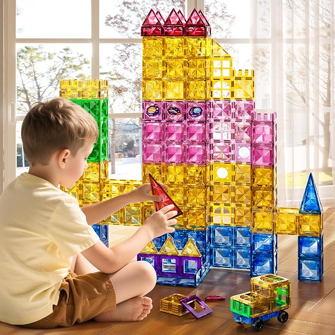 Magnatiles for Toddlers 1-3, Toddler Magnet Building Blocks Tiles Toys for Kids Ages 1-3 4-8, Preschool Learning Sensory Educational Gifts Toys for Boys and Girls 3+ Year Old