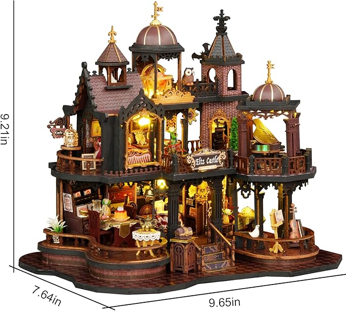 DIY Miniature House Kit - Wooden Dollhouse Miniature Kit with LED Light - Tiny Model Mini House Building Kit for Adults Teens, Creative Gift Book Nook DIY Adults Craft Kits, Home Decor