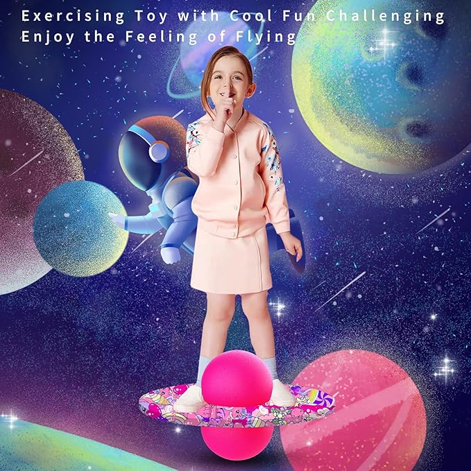 Pogo Ball for Kids & Adults Up to 200lb, Balance Coordination Trick Bounce Board Pop Ball Cool Fun Challenge Indoor Outdoor Toys Pogo Jumper Birthday Gifts for Boys Girls Halloween