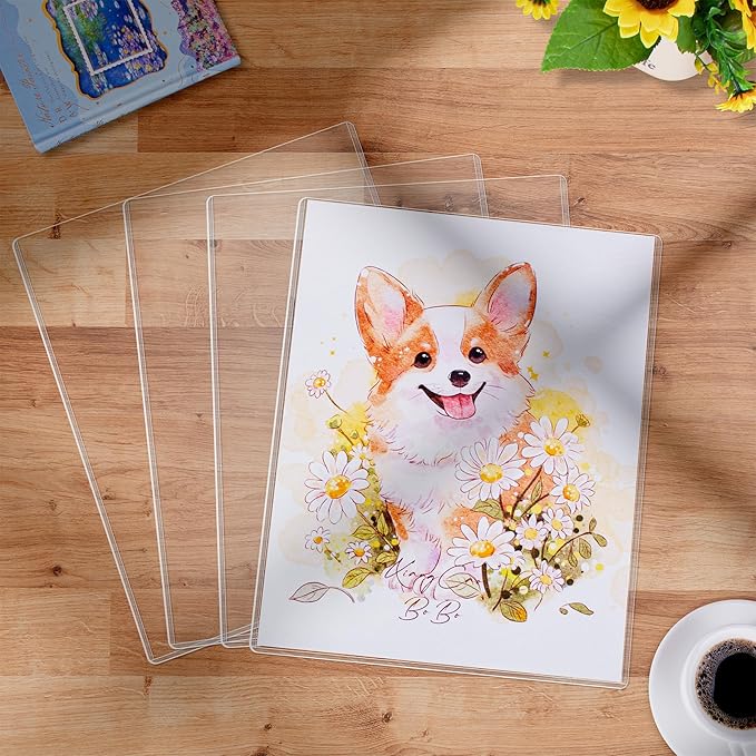 5PCS 11" x 14" Rigid Print Protectors Hard Plastic Sheet Page Protectors Heavy Duty Top Loading Menu Covers Poster Sleeves Clear Plastic Paper Sleeves for Magazine Prints Photo Document