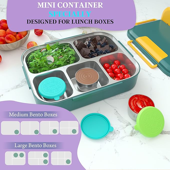 6x1.6 Oz Salad Dressing Containers With Lids, Small Leakproof Reusable Stainless Steel Salad Dressing Container To Go For Lunch Boxes,Sauce containers, Picnics,Travel Meal Prep And Kitchen Storage.