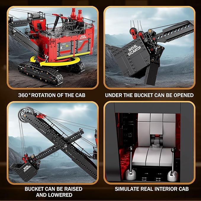 Reobrix RC Excavator Building Blocks Set 22014, Power Shovel Vehicle Model Kit, APP & Remote Control Construction Toy Gifts for Adult Boys Girls Kids 14+ (2688PCS)