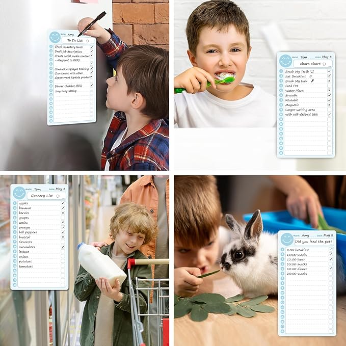 JJPRO Magnetic Reward Jar for Kids with Daily Checklist- 10" x5.5“ Home Chore Chart for Fridge,Daily to Do List Board for Toddlers,Magnetic Reward Jar Positive Behavior Training -Blue