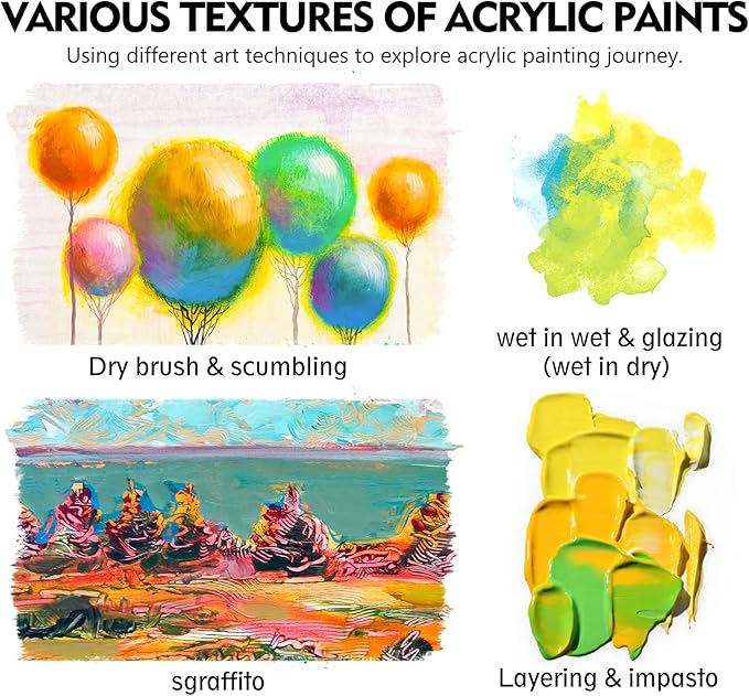Magicfly Acrylic Paint 12 Colours/473ml, Large Bottles Acrylic Paint Set Rich Pigment Colours for Artists, Beginners, Amateurs on Glass, Stone, Canvas, Wood, Craft