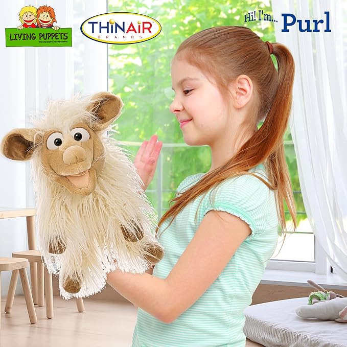 Living Puppets 18-Inch Plush White Lamb Hand Puppet - Fine European Design, Ultra-Soft and Cuddly, Promotes Child Development, Safety Certified, Teacher-Recommended for Boys and Girls