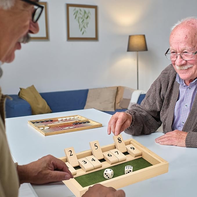 Alzheimers Products for Elderly, 9 Numbers Memory Games for Dementia Patients Seniors, Wooden Shut The Box Dementia Products for Elderly, Fidget Sensory Busy Board Gadgets Gifts Activities
