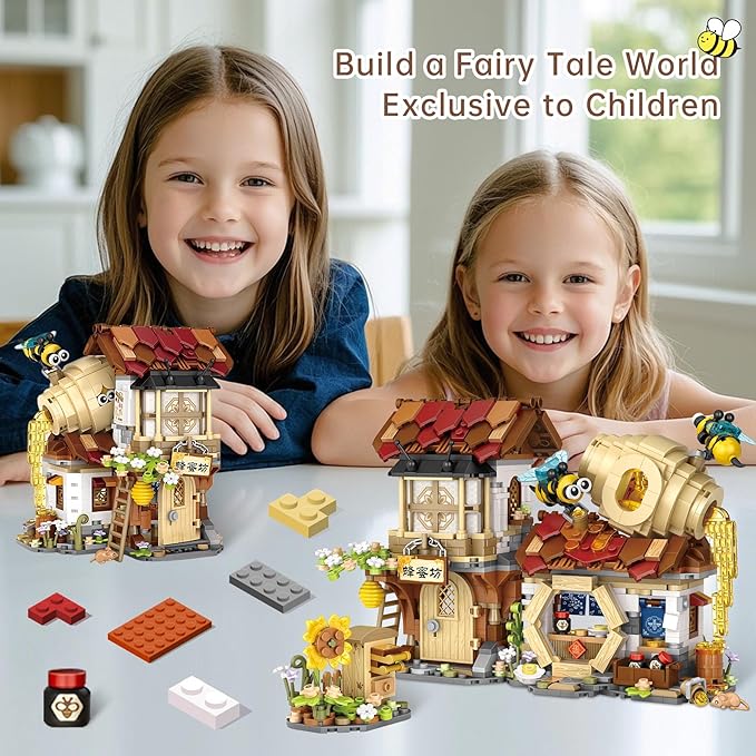 Mini Bricks Honey Workshop Building Blocks, Simulation Architecture Toy for Girls and Boys Ages 6+ - Gift Easter, Birthday, Christmas (1242 PCS)