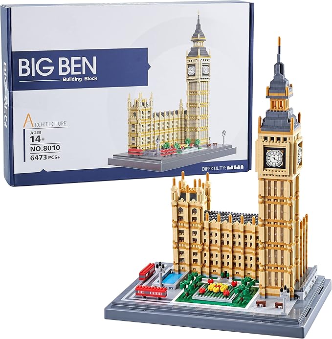 YaJie Big Ben Architecture Model Building Block Sets (6473PCS) - World Famous Architectural Model Toys Present for Kid Age of 14+ and Adult
