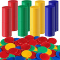Coopay 1 1/2 Inches Plastic Poker Chips Learning Counters Disks Bingo Chip Counting Discs Markers for Math Practice and Poker Card Game Tokens, Teaching Rewards, 200 Pieces (Red, Green, Blue, Yellow)
