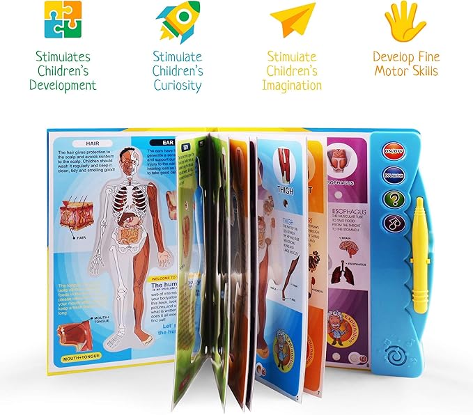 Human Body Book for Kids. Anatomy Book for Kids with Illustrated and Voice Guide to Different Parts of Body.This Human Body Activity and Science Book Makes Learning Fun.