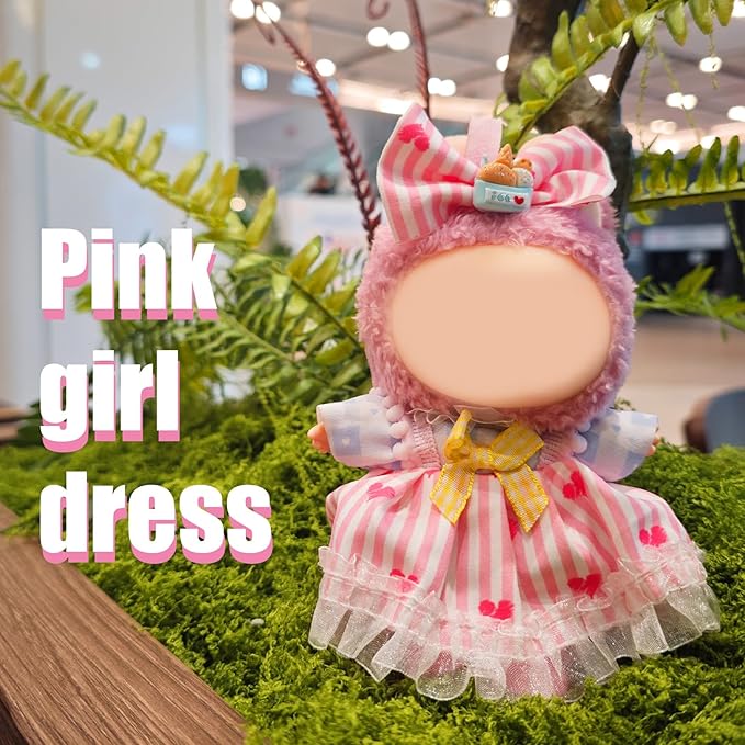 17cm Doll Clothes Set, Cute Girls Doll Outfits Set , 3 PCS Pink Love Princess Dress Outfits Exquisite Accessories