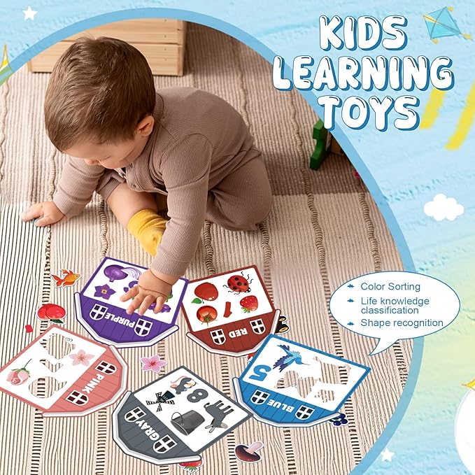 10Pcs Magnetic Color Sorting Toys 60 Toddler Magnets for Refrigerator, Cute Farm Animal Fridge Magnets for Early Education Toddler Color Sorting Learning Activities