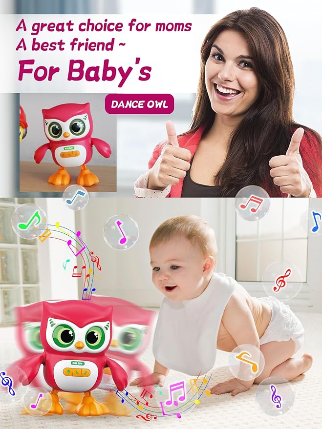 Kids Education Music Dancing Owl Toy, Baby Crawling Musical Dancing Toy for 3-12 Months Toddlers, with Lights, Music and Dance, Birthday Gift for Boys and Girls
