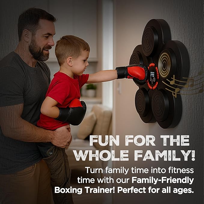 Music Boxing Machine - Bluetooth Wall Punching Pad with LED, Fun Training Equipment for Kids & Adults, Home Boxing Wall Punching Pad with Gloves, for All Ages - Ideal Present by RedRoko