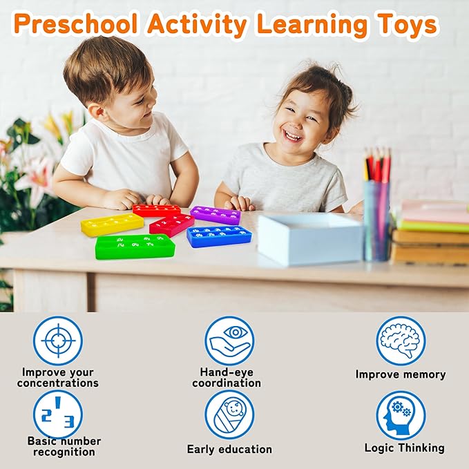 10 100 Frame Pop Board, Fidgets for Classroom, Quiet Sensory Toys Bubble Poppers, Pop for Counting Math, Focus Tools for Kids, Montessori Educational Toy Gift for Kindergarten (Set of 6)