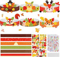 Cinrobiye 24 Sets Fall Crafts Kits Autumn Animal Paper Crown Craft Kit Bulk DIY Harvest Headbands Craft for Holiday Thanksgiving Birthday Party Favors Gift Home School Art Project Activity Game Prizes