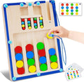 FCSONU Kids Magnetic Color Matching Puzzle Board Toys, Toddler Montessori Toys for 3 4 5 6 Years Old Boy Girls Birthday Gifts, Wooden Sensory Autistic Puzzle Maze Game Age 3-6, Preschool Activities