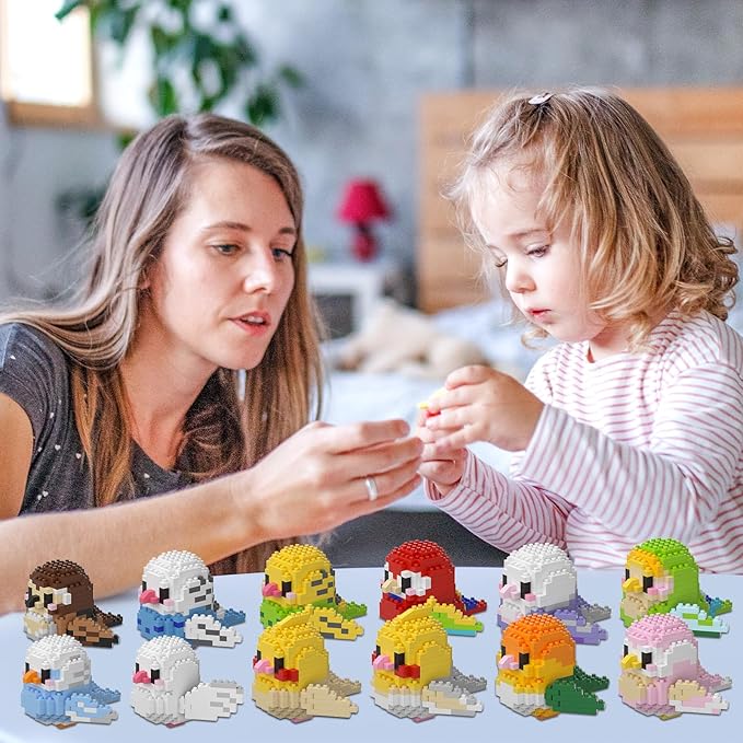 Parrots Micro Mini Building Block Sets Birthday Gift for Kids, Animals Buildling Model Kits, Mini Bricks Birds Series Toys for Kids（12 Boxes）