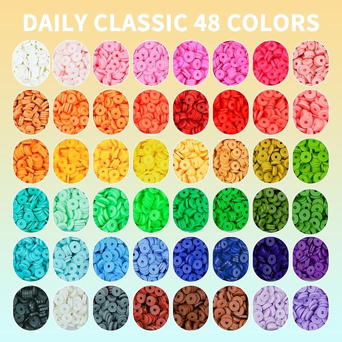 Friendship Bracelet Kit, 14,000pcs 48 Colors Bracelet Making Kit Clay Beads with Number Letter Bead Set Concert Merch Arts and Crafts Gifts for Kids Teen Girls Jewelry Making Supplies Bracelet Maker1