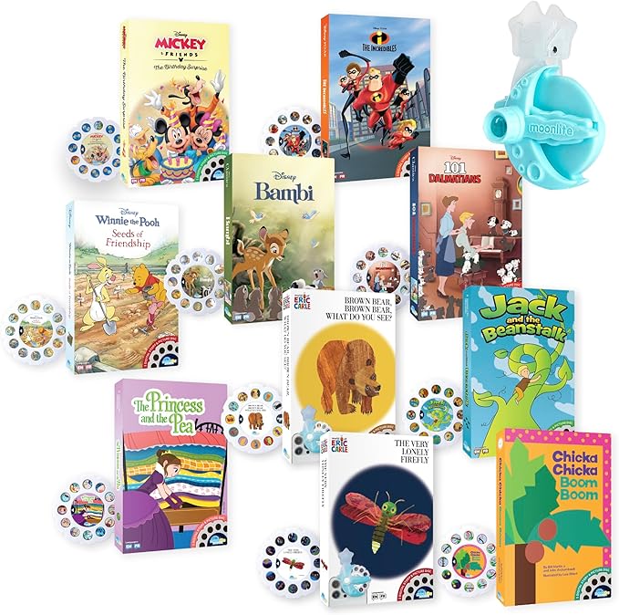 Moonlite Storytime Mini Projector with 10 Classic Bedtime Stories, A Magical Way to Read Together, Digital Storybooks, Fun Sound Effects, Learning Gifts for Kids Ages 1 and Up
