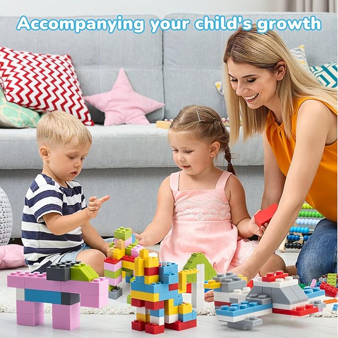 Classic Building Bricks 1002 Pieces Blocks Set for 6 Years Old up Kids, Compatible with All Major Brands,10 Classic Colors,14 Bulk Shapes, Gift Toys for Boys and Girls