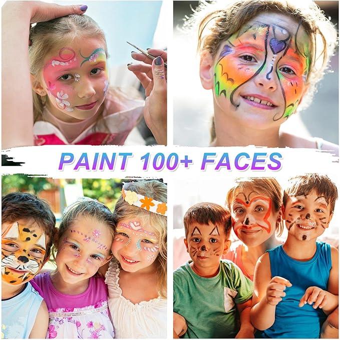 Professional Face Paint Set for Kids,54 Colors Non-toxic Water Activated Face Painting Makeup Palette .Includes Multiple makeup tools.Ideal for Halloween,Carnival,Cosplay,Party,SFX Arty Stage Makeup.