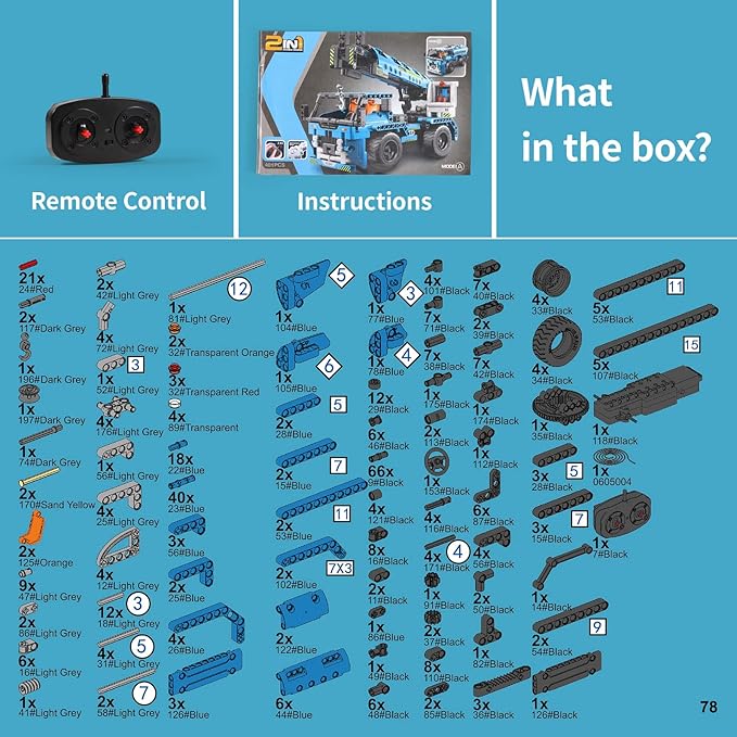 Remote Control Building Toys, 2-in-1 Technic Vehicle Building Kits for Boys Age 8-12, Construction Erector Set Crane Truck Build Model for Boys Girls