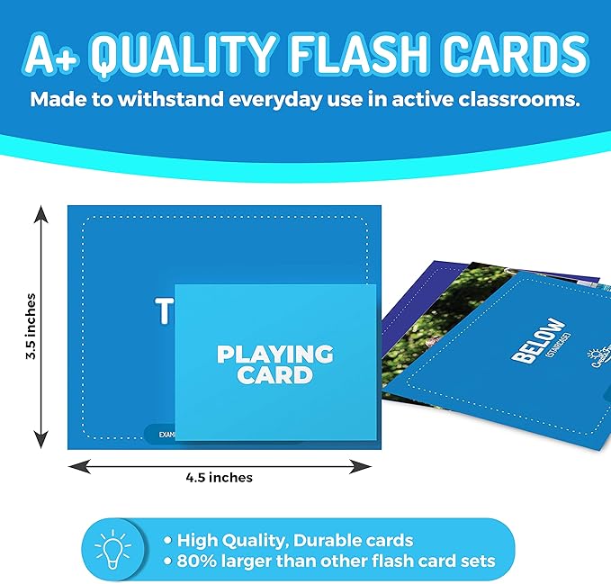 300 Vocabulary Builder Flash Cards Vol 2, Photo Cards Learning Materials for Speech Therapy, ESL, Autism, Homeschool & Kids Includes Emotions, Go Together Opposites, Noun Food, Prepositions, Verbs