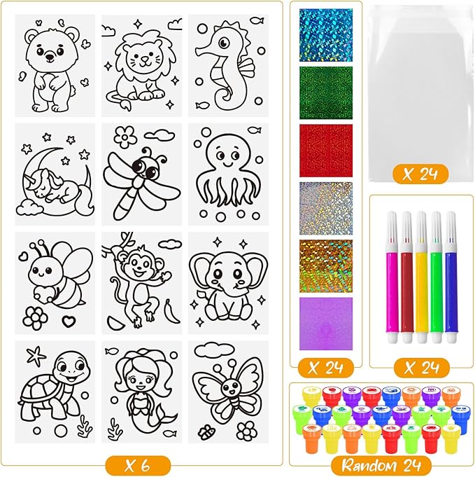 Cinrobiye 168 Pcs Foil Art Craft Activity, Coloring Books Bulk, DIY Creative Foil Activity Pages, Party Favors, Goodie Bag Fillers, Holiday and Travel Art Supplies