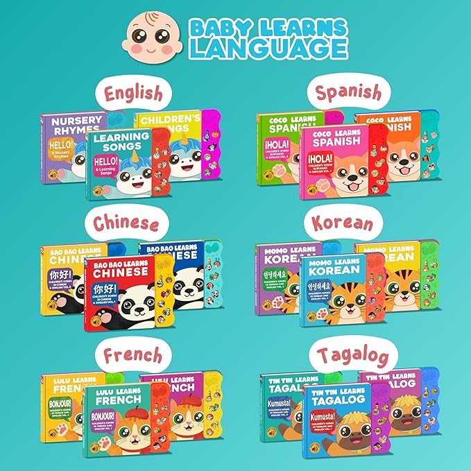 Learning Songs: Musical Toys & Interactive Sound Book for Toddlers 1-3, Baby’s First Year Music Book Gift, Singing Book for 1 Year Old Toddler & Kids, Nursery Rhymes Musical Books for Baby & Children