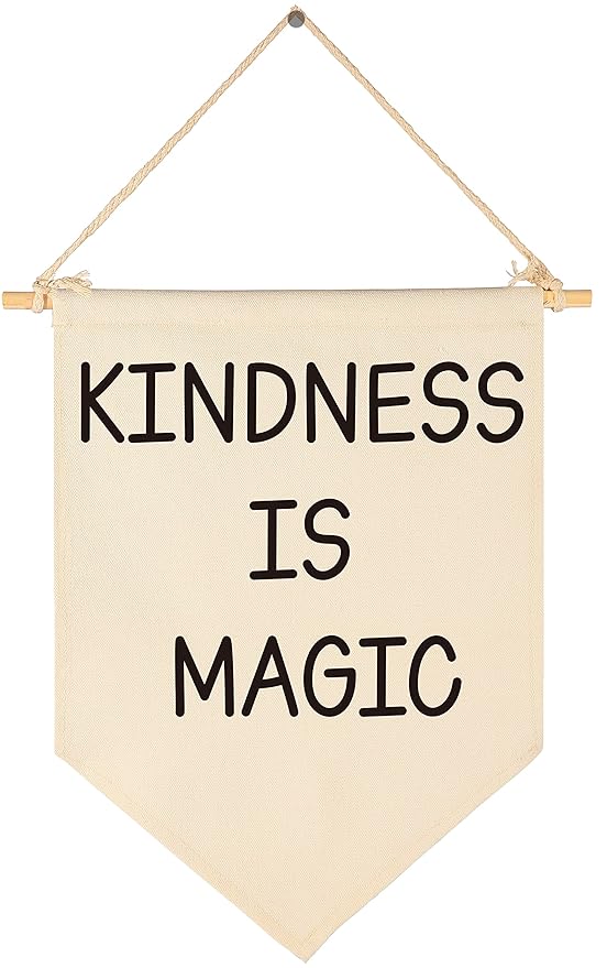Kindness is Magic-Canvas Hanging Pennant Flag Banner Wall Sign Decor Gift for Kids Girl Teen Nursery Bedroom Playroom Front Door-Birthday Christmas Gift