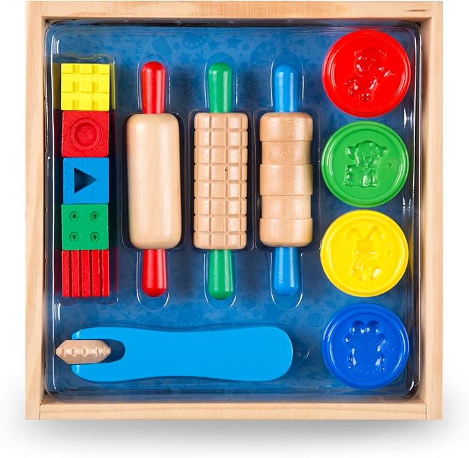 Melissa & Doug Shape, Model, and Mold Clay Activity Set - 4 Tubs of Modeling Dough and Tools