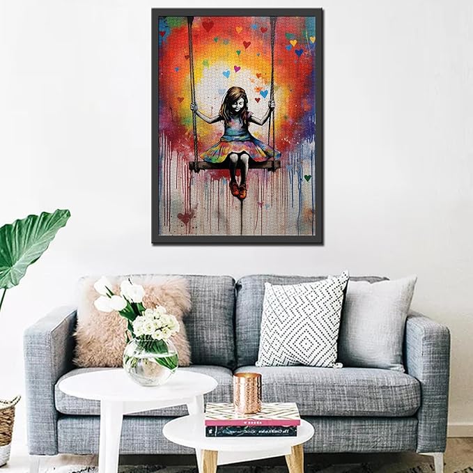 Tucocoo Colorful Graffiti Jigsaw Puzzle 1000 Pieces Puzzles for Adults, Little Girl Swing Street Pop Art Jigsaw Puzzles for Challenging Family Activity Games DIY Handwork Puzzle for Home Decor Gifts