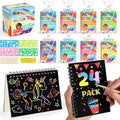 LovesTown Scratch Art Party Favors for Kids, 24 Pack Rainbow Scratch Notebook Craft School Supplies for Goodie Bags Stuffers Classroom Prizes Birthday Gift