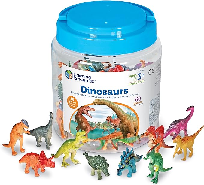 Learning Resources Dinosaur Counters - 60 Pieces, Ages 3+ Dinosaur Toys, Dinosaurs for Toddlers, Dinosaurs Action Figure Toys, Kids' Play Dinosaur and Prehistoric Creature Figures
