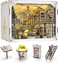 𝐂𝐂𝐂𝐃𝐅 DIY Book Nook Kit, DIY Miniature Dollhouse Booknook Kit, 3D Wooden Puzzle Bookend Bookshelf Insert Decor with LED Light for Adults (Library of Gods Max)
