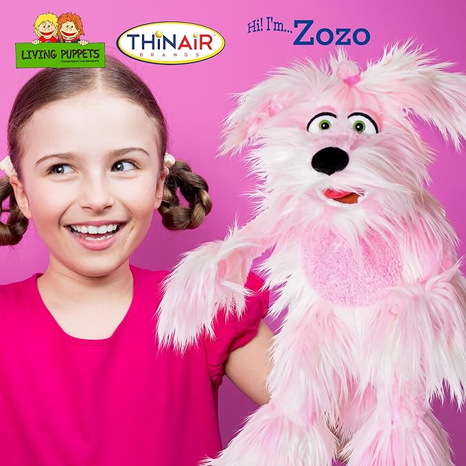 Living Puppets 20-Inch Plush Pink Dog Puppy Hand Puppet - Fine European Design, Ultra-Soft and Cuddly, Promotes Child Development, Safety Certified, Teacher-Recommended for Boys and Girls