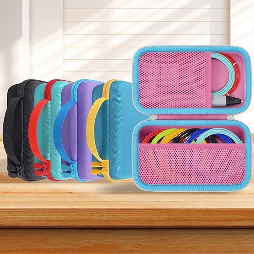 co2CREA Storage Organizer Case for 3D Printing Pen Set, Hard Case Compatible with SCRIB3D P1/Advanced, MYNT3D Super/Advanced, 3Doodler Start+/Flow/PRO and Filament Refill（Pink Case + White Zipper）
