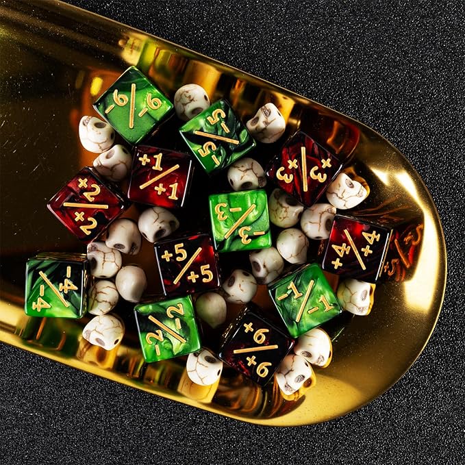 24 Pieces MTG Dice Counter Plus 1/+1 Counters Dice Set Life Buff Tokens Gifts for MTG TCG Magic Cards Gaming Accessories (Ruby, Emerald)