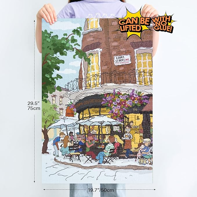 MOMIBOOK Puzzles for Adults 1000 Piece Jigsaw Puzzles of Afternoon at The Corner, Painting Image Sotre Puzzle Challenging Hard Impossible Puzzle, Funny Toys & Games Christmas Birthday Gifts