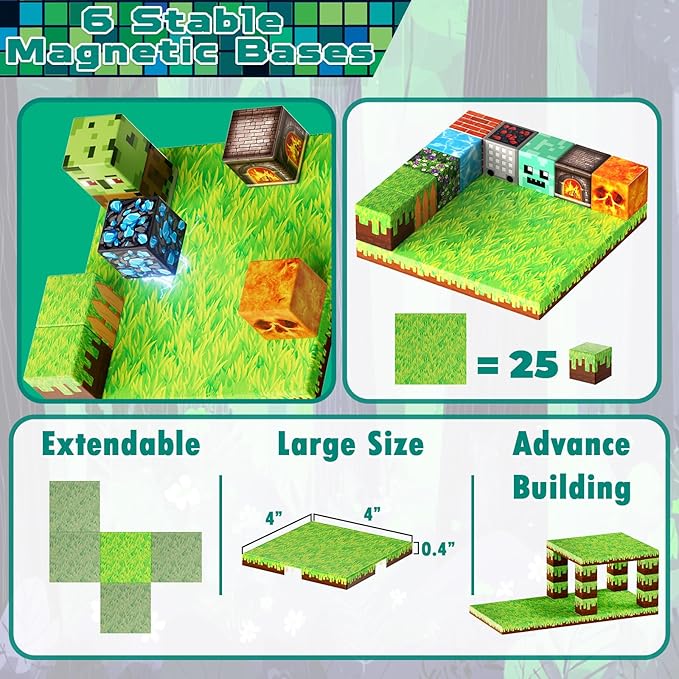 200PCS Magnetic Building Blocks with 6 Baseplate, Magnetic Blocks Cubes for Kids Ages 4-8, Stacking Magnet Blocks STEM Building Toys for Boys Girls Ages 3 4 5 6 7 8-12 Christmas Birthday Gifts