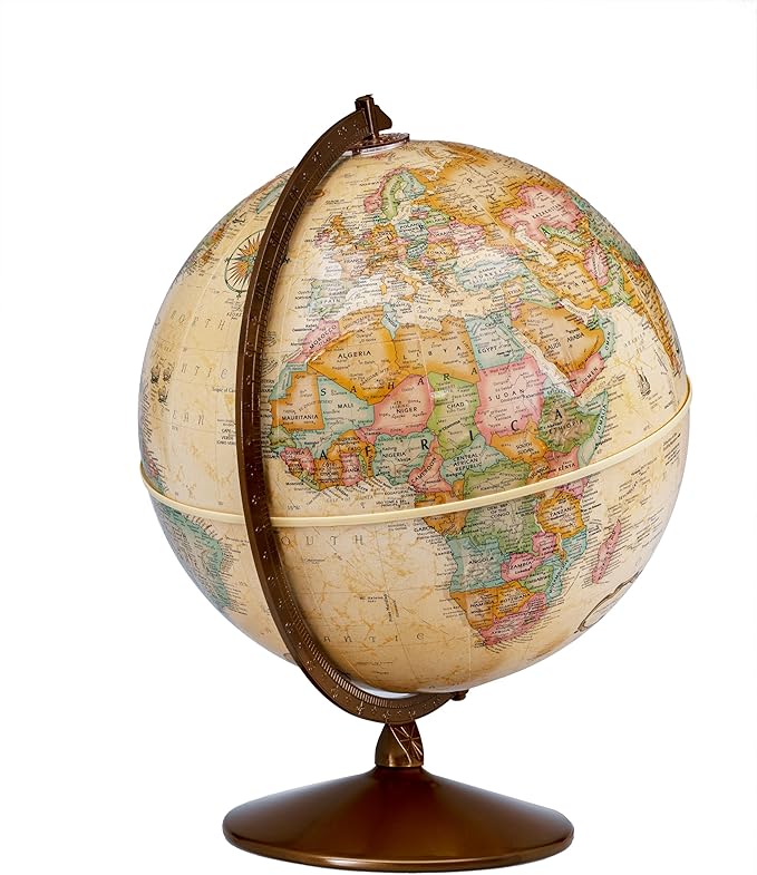 Replogle Globes Franklin World Globe, Antique Ocean, 12-Inch Diameter, Raised Relief (3-Dimensional Relief of Major Mountain Ranges). This Easy to assemble globe features over 4000 place names including political borders and provincial borders, shippin...