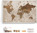 Canvas World Map with Cork Pin Board - English Lettering - Decorative Wall Decoration for All Rooms - Canvas Pictures with World Map Motif (90x60 cm, Pattern 17)