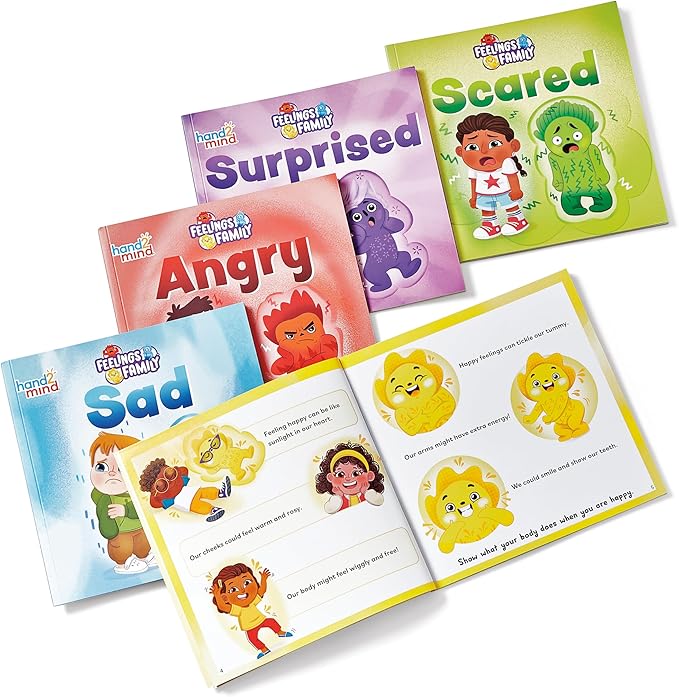 hand2mind Feelings Family Core Emotions Book Set, Social Emotional Books for Kids, Calm Down Corner Supplies, Calming Corner Items Kids, Toddler Learning Activities, Preschool Classroom Must Haves