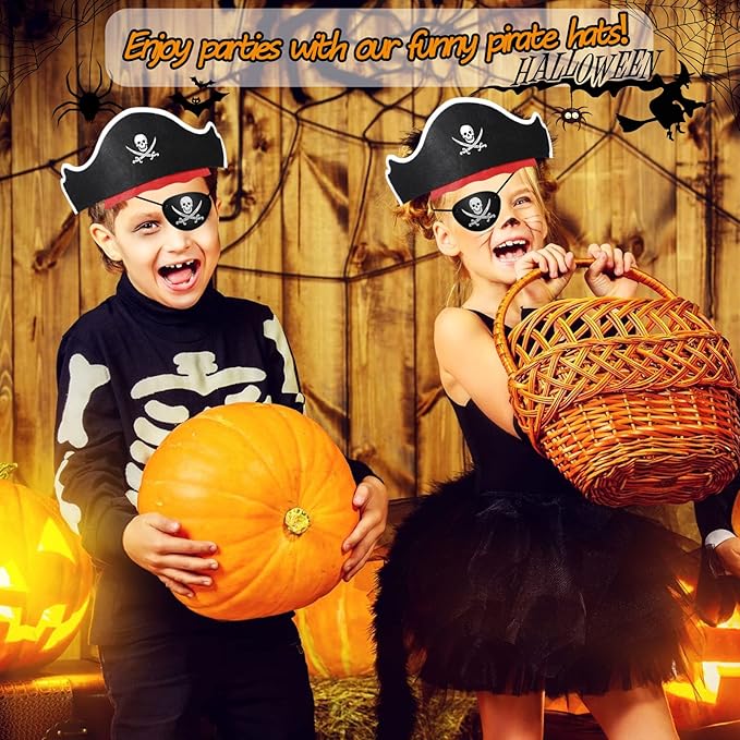 Legigo 36 Pcs Funny Pirate Party Set- Include 12 Pirate Hats, 12 Eye Patches, 12 Inflatable Swords for Pirate Party Cosplay Caribbean Dress Accessories