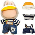 17cm Doll Clothes,15cm Dolls Outfit Set,Accessories for Dolls,Stylish Clothes Set Dress Up (No Doll) (Blue Overalls Suit+Hat)