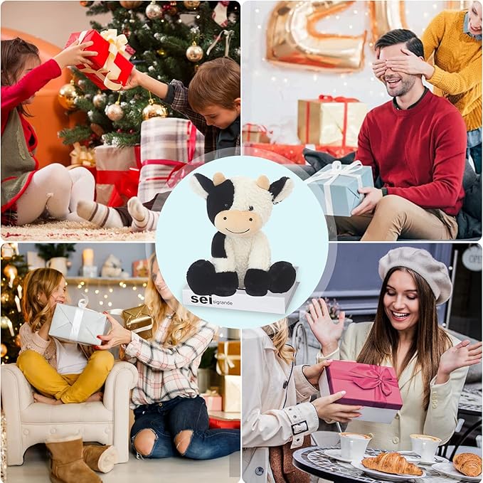 CHELEI2019 9" Cow Stuffed Animal Plush Soft Christmas Cow Plushies Toy for Kids,Girls