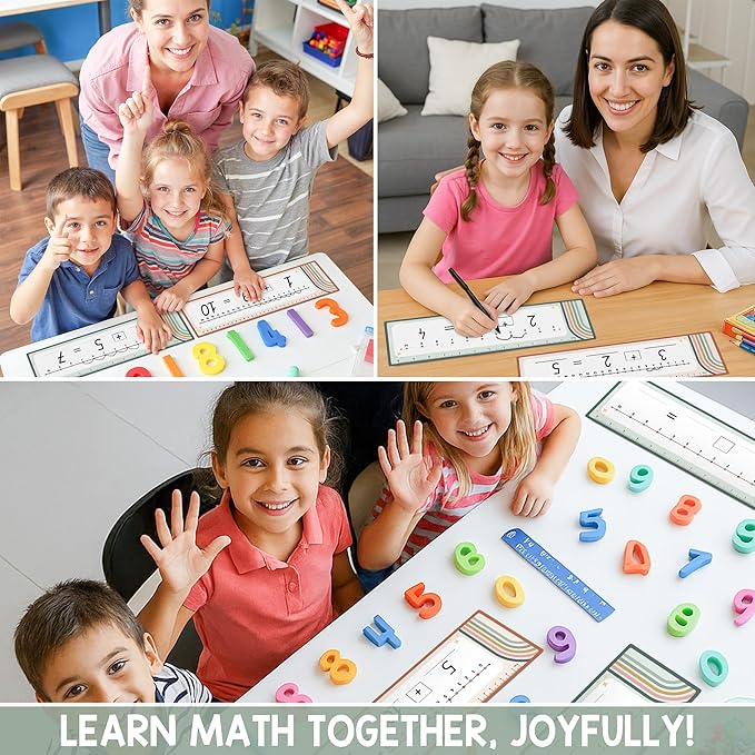 26 Pack Rainbow Boho Number Line Dry Erase Boards Cards, 14"x4" Double-Sided, Math Manipulatives for Kids-Student, Kindergarten Elementary Special Education 1st Grade Classroom Must Haves