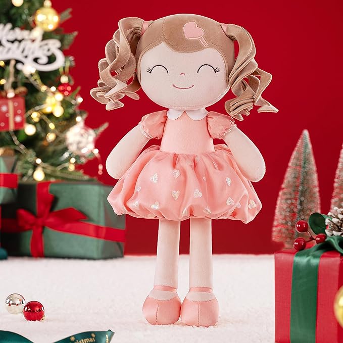 Gloveleya Baby Doll Gifts Plush Curly Girl Toys with Love 16" Orange