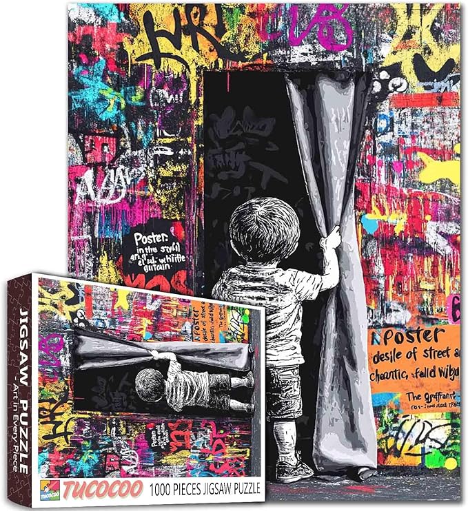 Tucocoo Banksy Graffiti 1000 Pieces Puzzles for Adults Little Boy Street Art Jigsaw Puzzle Educational Activity Puzzle for Challenging Family Game Colorful DIY Crafts Puzzle for Wall Decor Gifts